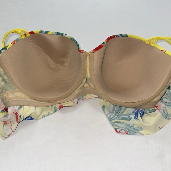 Cacique Swim Yellow Floral Tropical Bikini Top Womens Size 42DD - Picture 6 of 6